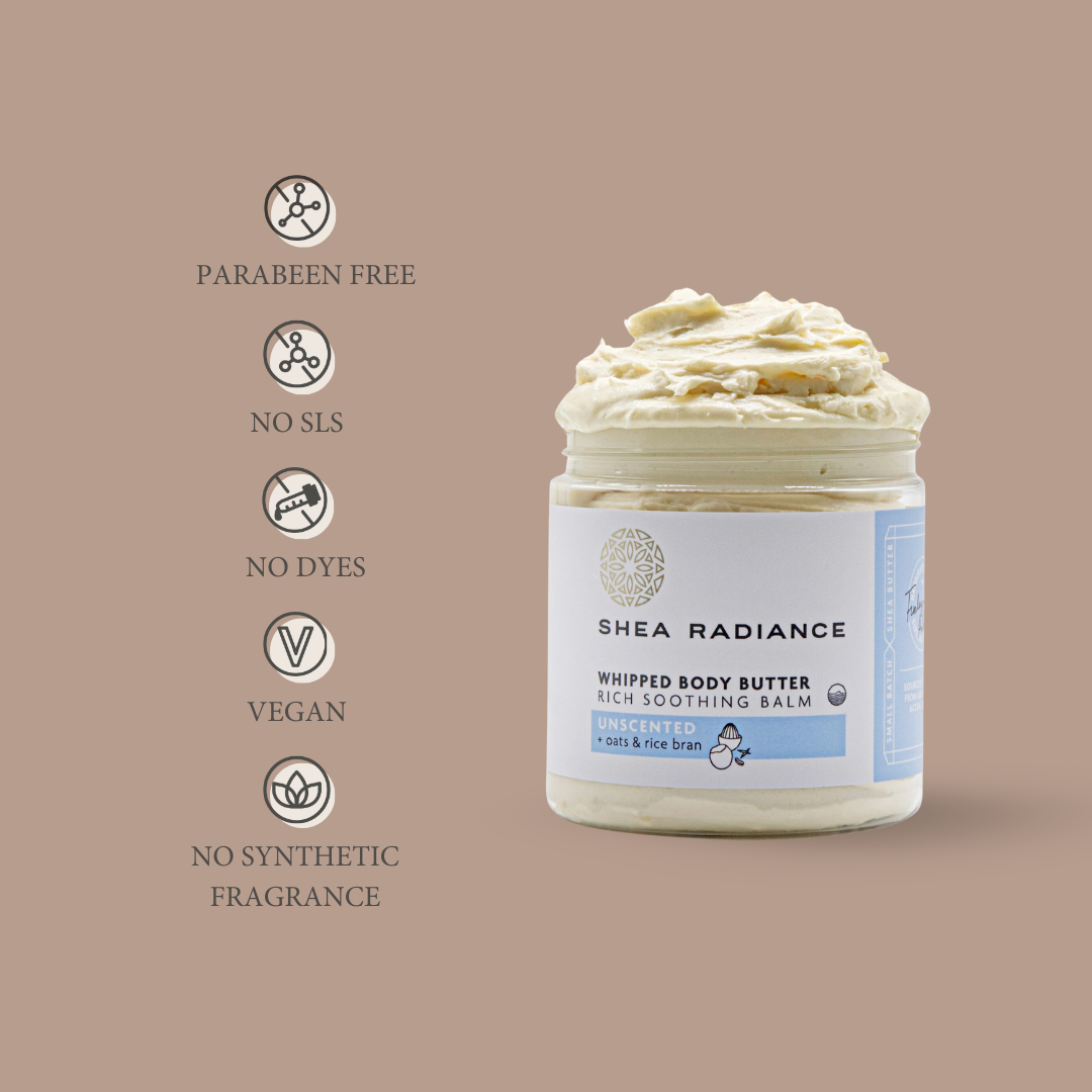 Whipped Shea Body Butter with Colloidal Oatmeal for Dry and Sensitive Skin - WARM WEATHER WARNING